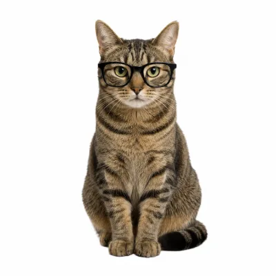 Gato con gafas mirando a cámara