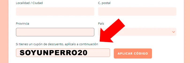 introducir cupon descuento en Dogfy Diet